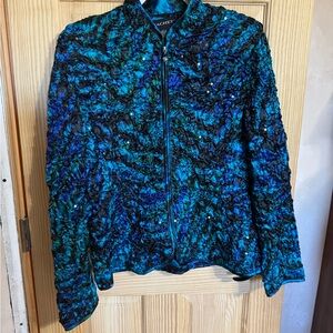 Cachet Vibrant Blue and Black Textured Blazer